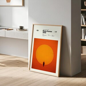 Póster de Blade Runner 2049, lámina minimalista de película, arte mural de estilo moderno de mediados de siglo, póster de ciencia ficción de Denis Villeneuve, arte cinematográfico de Ryan Gosling imagen 4