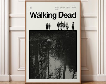 The Walking Dead Poster - Minimalist TV Show Print, Mid Century Modern Wall Art, Zombie Horror Poster, Retro Cult Series Decor