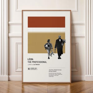Leon The Professional Poster, Minimalist Movie Print, Mid Century Modern Wall Art, Natalie Portman Film Poster, Retro 90s Cinema Decor image 1