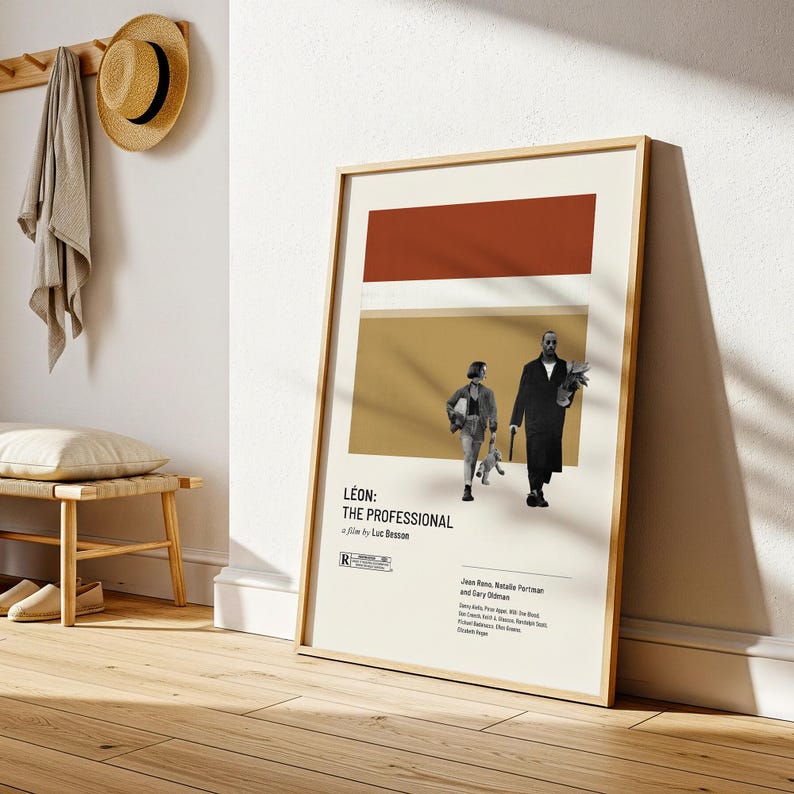 Leon The Professional Poster, Minimalist Movie Print, Mid Century Modern Wall Art, Natalie Portman Film Poster, Retro 90s Cinema Decor image 2