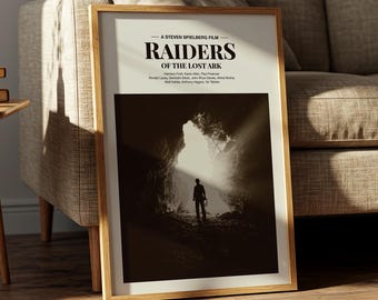 Raiders of the Lost Ark Poster – Indiana Jones Wall Art, Minimalist Adventure Movie Print, Spielberg Classic, Timeless Home Decor