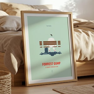 Forrest Gump Poster - Minimalist Movie Poster, Mid Century Modern Wall Art, Tom Hanks Poster, Robert Zemeckis Movie Poster