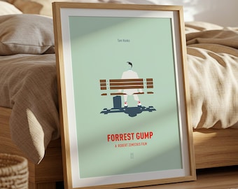 Forrest Gump Poster - Minimalist Movie Poster, Mid Century Modern Wall Art, Tom Hanks Poster, Robert Zemeckis Movie Poster