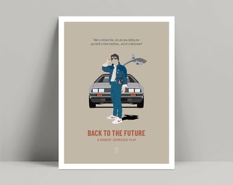 Back to the Future - Minimalist Poster, Michael J Fox, Christopher Lloyd, Lea Thompson, Robert Zemeckis, Forrest Gump, Cast Away, DeLorean