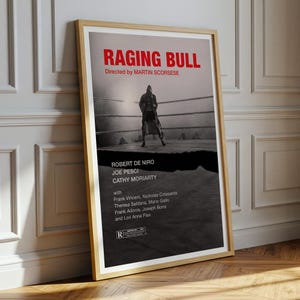Raging Bull Poster, Minimalist Scorsese Print, Mid Century Modern Wall Art, Robert De Niro Movie Poster, Classic Boxing Film Art