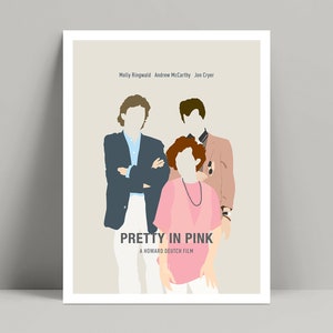 Pretty in Pink - Minimalist Poster, John Hughes, Minimalist Print, Molly Ringwald, The Breakfast Club, Ferris Bueller, Sixteen Candles