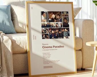 Póster de Cinema Paradiso, impresión minimalista de película, arte mural moderno de mediados de siglo, póster de cine italiano, decoración de cine retro mundial