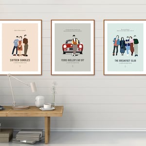 John Hughes Poster - Minimalist Poster, John Hughes Print, Minimalist Print, The Breakfast Club, Sixteen Candles, Ferris Bueller