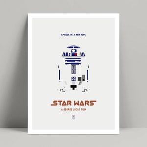 Star Wars: A New Hope - Minimalist Poster, Star Wars Print, Minimalist Print, Mark Hamill, Harrison Ford, Carrie Fisher, R2D2 Poster