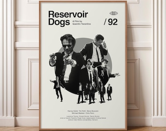 Reservoir Dogs Poster, Minimalist Tarantino Print, Mid Century Modern Wall Art, Steve Buscemi Movie Poster, Cult Crime Film Art