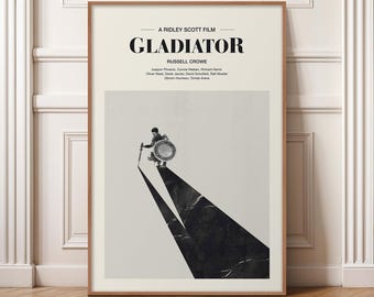 Gladiator Movie Poster, Minimalist Film Print, Mid Century Modern Wall Art, Ridley Scott Poster, Russell Crowe Historical Epic Art