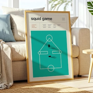 Squid Game Poster, Minimalist TV Print, Mid Century Modern Wall Art, Korean Drama Poster, Netflix Series Print, Retro Cinema Style Decor image 1