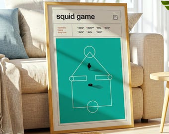 Squid Game Poster, Minimalist TV Print, Mid Century Modern Wall Art, Korean Drama Poster, Netflix Series Print, Retro Cinema Style Decor