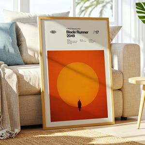 Póster de Blade Runner 2049, lámina minimalista de película, arte mural de estilo moderno de mediados de siglo, póster de ciencia ficción de Denis Villeneuve, arte cinematográfico de Ryan Gosling imagen 2