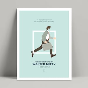 The Secret Life of Walter Mitty - Minimalist Poster, Walter Mitty Poster, Minimalist Print, Ben Stiller, Kristen Wiig, Tropic Thunder