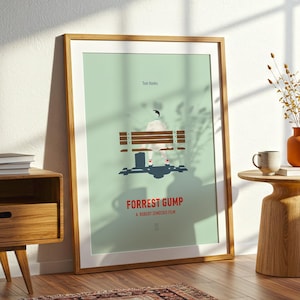 Forrest Gump Poster - Minimalist Movie Poster, Mid Century Modern Wall Art, Tom Hanks Poster, Robert Zemeckis Movie Poster