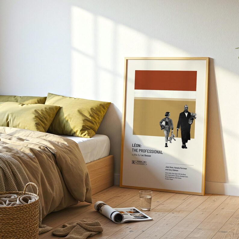 Leon The Professional Poster, Minimalist Movie Print, Mid Century Modern Wall Art, Natalie Portman Film Poster, Retro 90s Cinema Decor image 4