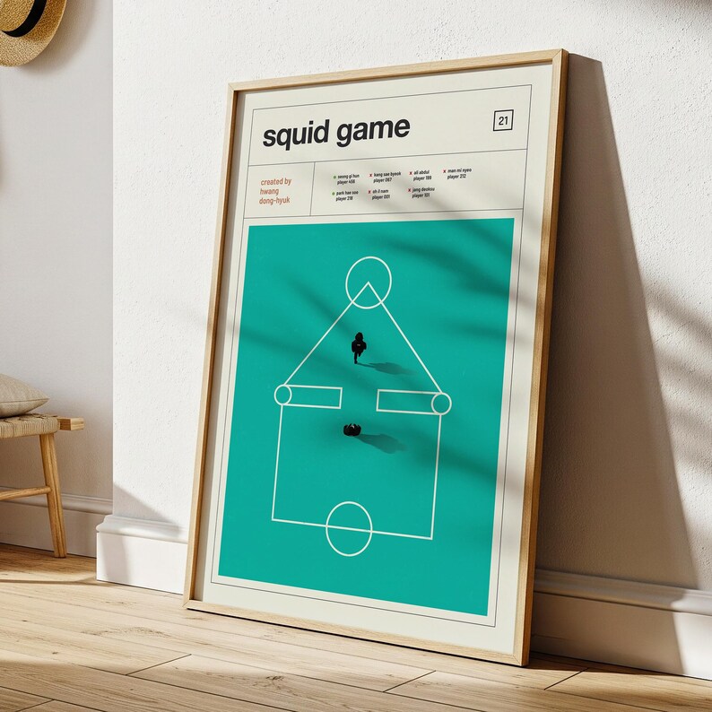 Squid Game Poster, Minimalist TV Print, Mid Century Modern Wall Art, Korean Drama Poster, Netflix Series Print, Retro Cinema Style Decor image 3