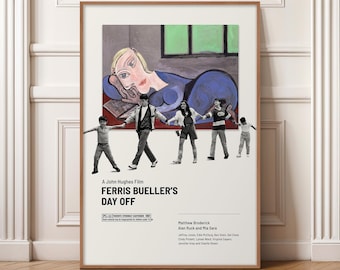 Ferris Bueller, Minimalist Poster, Ferris Bueller's Day Off, John Hughes, Matthew Broderick, Mia Sara, Alan Ruck, Save Ferris, Picasso