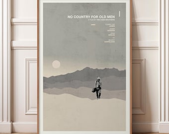 No Country for Old Men Poster, Minimalist Movie Print, Mid Century