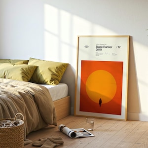 Póster de Blade Runner 2049, lámina minimalista de película, arte mural de estilo moderno de mediados de siglo, póster de ciencia ficción de Denis Villeneuve, arte cinematográfico de Ryan Gosling imagen 3