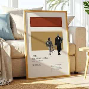 Leon The Professional Poster, Minimalist Movie Print, Mid Century Modern Wall Art, Natalie Portman Film Poster, Retro 90s Cinema Decor image 5