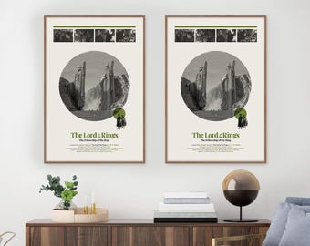 The Lord of the Rings + The Hobbit Poster Set, Mid Century Modern, Fellowship of The Ring, Unexpected Journey, Minimalist Poster