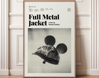 Full Metal Jacket Poster - Minimalist Movie Print, Mid Century Modern Wall Art, Stanley Kubrick Film Poster, Retro War Drama Cult Classic