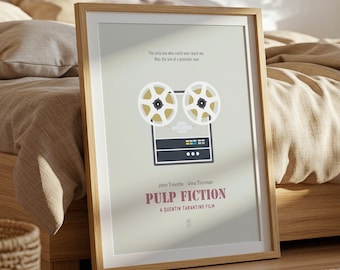 Pulp Fiction Poster - Minimalist Movie Poster, Mid Century Modern Wall Art, Quentin Tarantino Film, John Travolta Poster, Uma Thurman Art