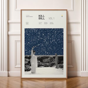 Affiche Kill Bill Vol 1, impression Tarantino minimaliste, art mural Mid-Century moderne, affiche de film d'Uma Thurman, art du film samouraï culte