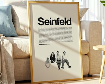 Seinfeld Poster, Minimalist TV Show Print, Mid Century Modern Wall Art, Jerry Seinfeld Sitcom Poster, Classic 90s Comedy TV Art