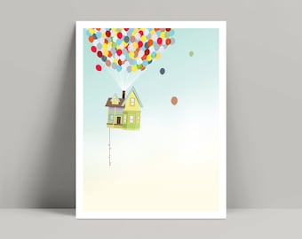 Pixar Up - Minimalist Poster, Up Movie Poster, Pixar Up Movie Print, Minimalist Print, Edward Asner, Jordan Nagai, Toy Story, Inside Out