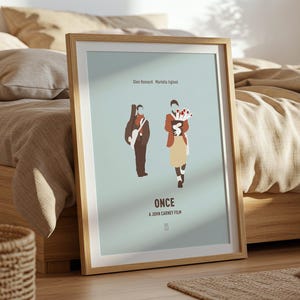 Poster del film Once - Poster minimalista del film, Arte murale moderna di metà secolo, Poster di Glen Hansard, Poster di Marketa Irglova, Poster di John Carney