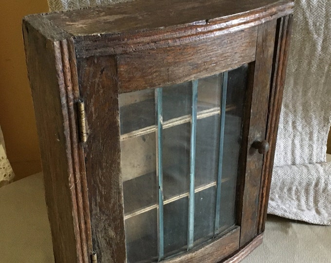 Vintage Antique Wooden Medicine Standing First Aid Chest, Apothecary Joinery