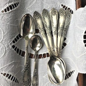 Tea spoons silver plated, vintage Ukrainian silver plated silver nickel tea spoons