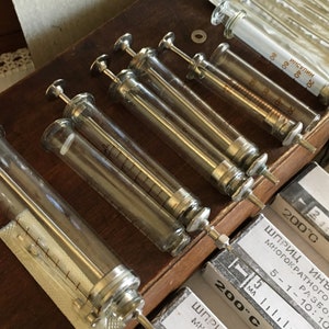 Jeringas hipodérmicas de vidrio de 1 cc, 2 cc, 5 cc, 10 cc, 20 cc, nunca usadas, década de 1980, artículos médicos antiguos, kit de artesanía con agujas para bolígrafos, médico enfermero