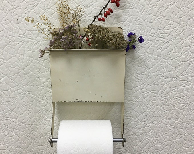 60s Vintage Metal Toilet Roll Holder With a Pocket, Vintage Toilet ...