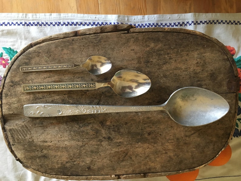 scout or jam making Russian large spoon Soup ladle plov spoon farmhouse large spoon Vintage rare big long aluminum spoon scout spoon
