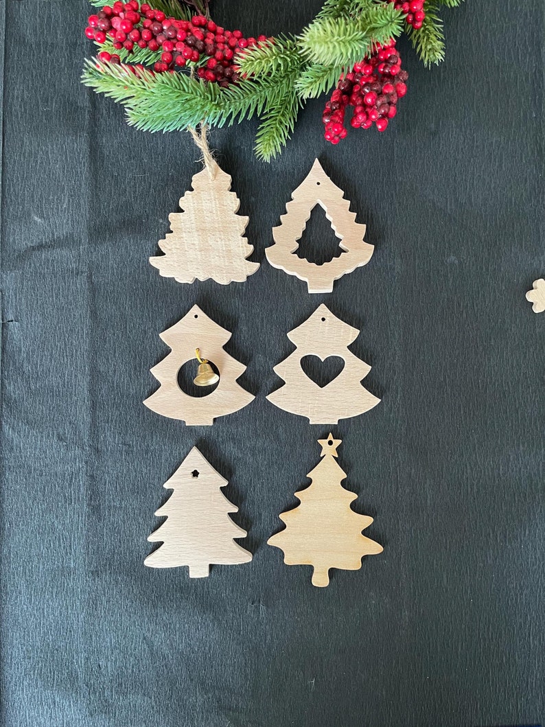 Christmas Tree Wooden Ornaments, Christmas Decor, Paint Your Own