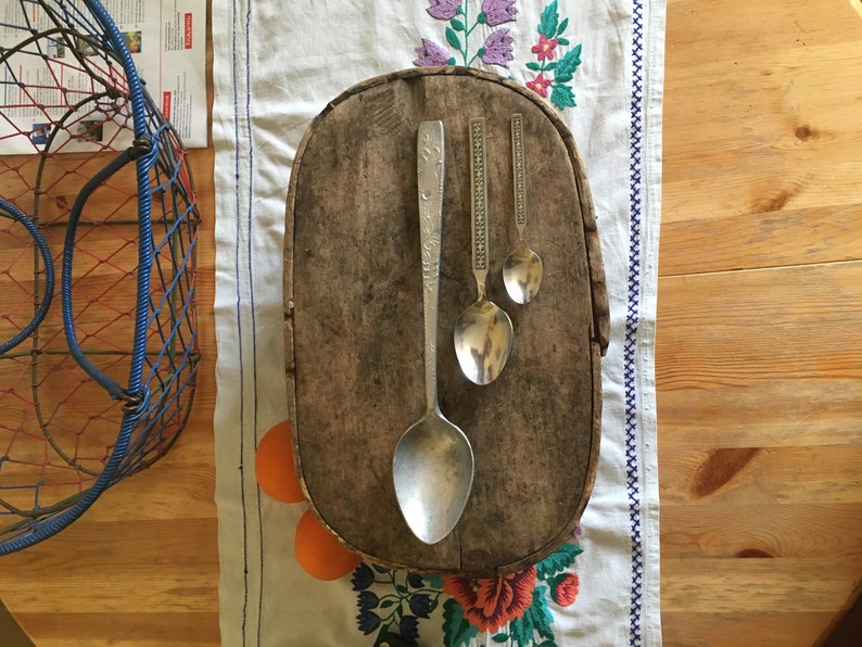 scout or jam making Russian large spoon Soup ladle plov spoon farmhouse large spoon Vintage rare big long aluminum spoon scout spoon