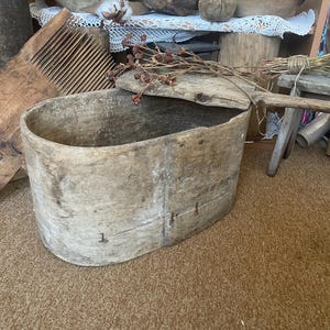 26-4=Caja de despensa de madera antigua primitiva, caja medidora de grano rústica grande, decoración rústica de granja, almacenamiento vintage