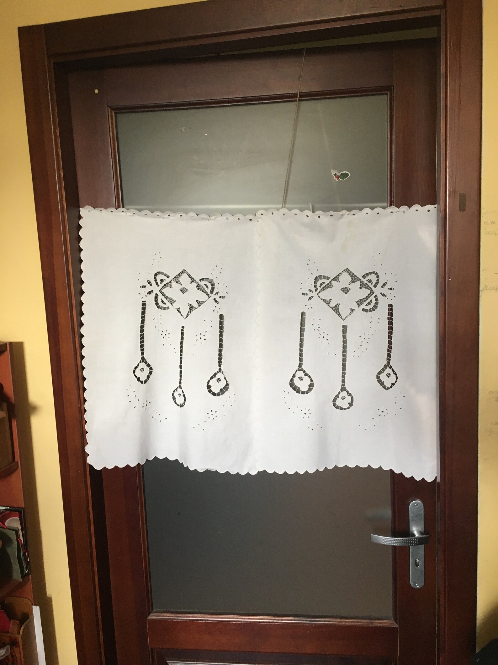 Vintage pair of white cotton eyelet cutwork cafe curtains Etsy