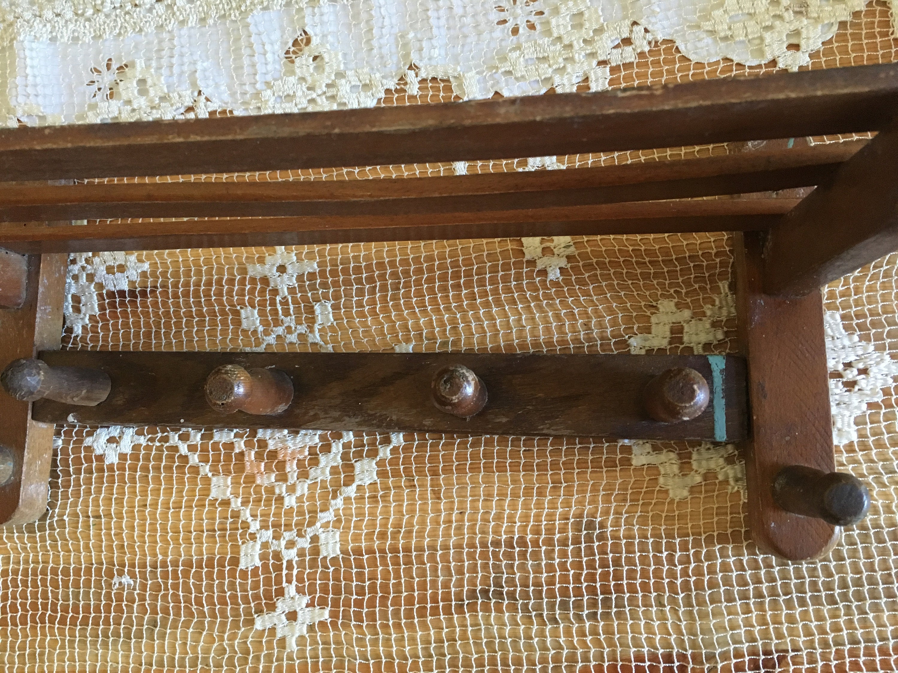 Vintage wooden wall shelf with hooks Primitive Rustic Clothes Etsy