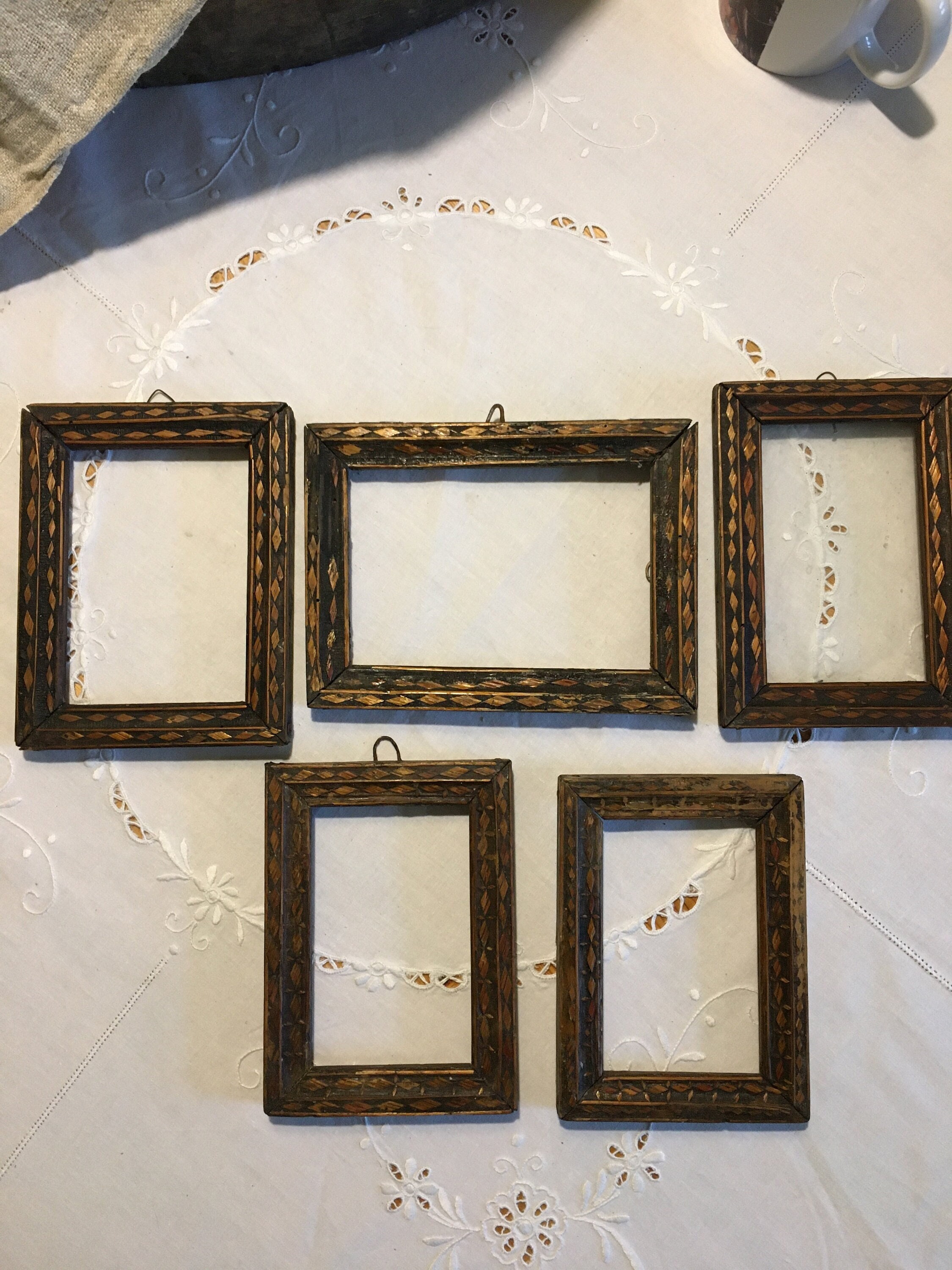 5 194050s Small Wooden Picture Frames Straw Decor Photo Etsy