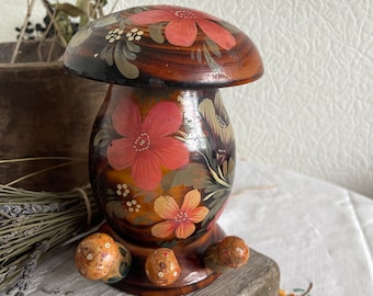 Vintage wooden mushroom piggy bank  coin Bank, Moneybox, wooden cash box,  mushroom box  Money bank hand painted