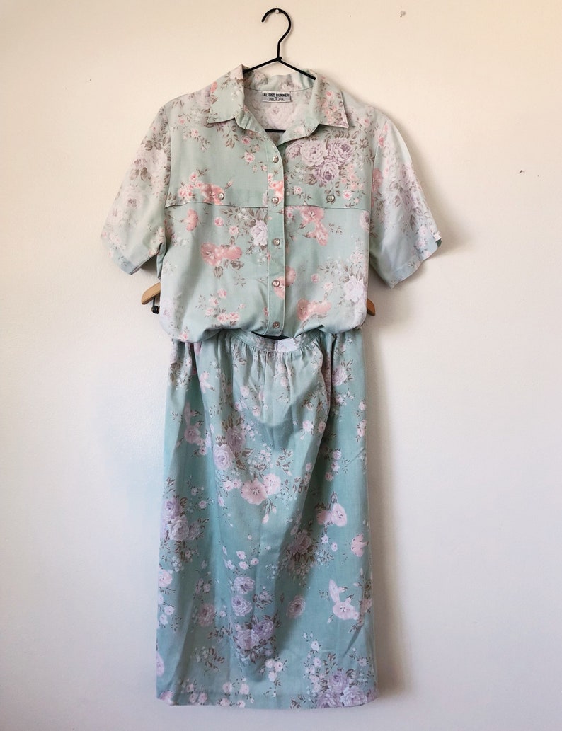 Alfred Dunner Vintage Floral Two-piece Midi Skirt Set - Etsy