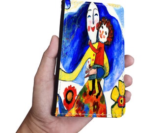 Phone Wallet Joyful Mother and Child Art Custom Design Gift for Mom