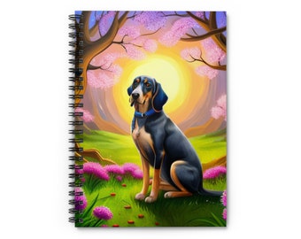 Spiral Notebook - Ruled Line- Blue Tic Coonhound Waiting For Racoons