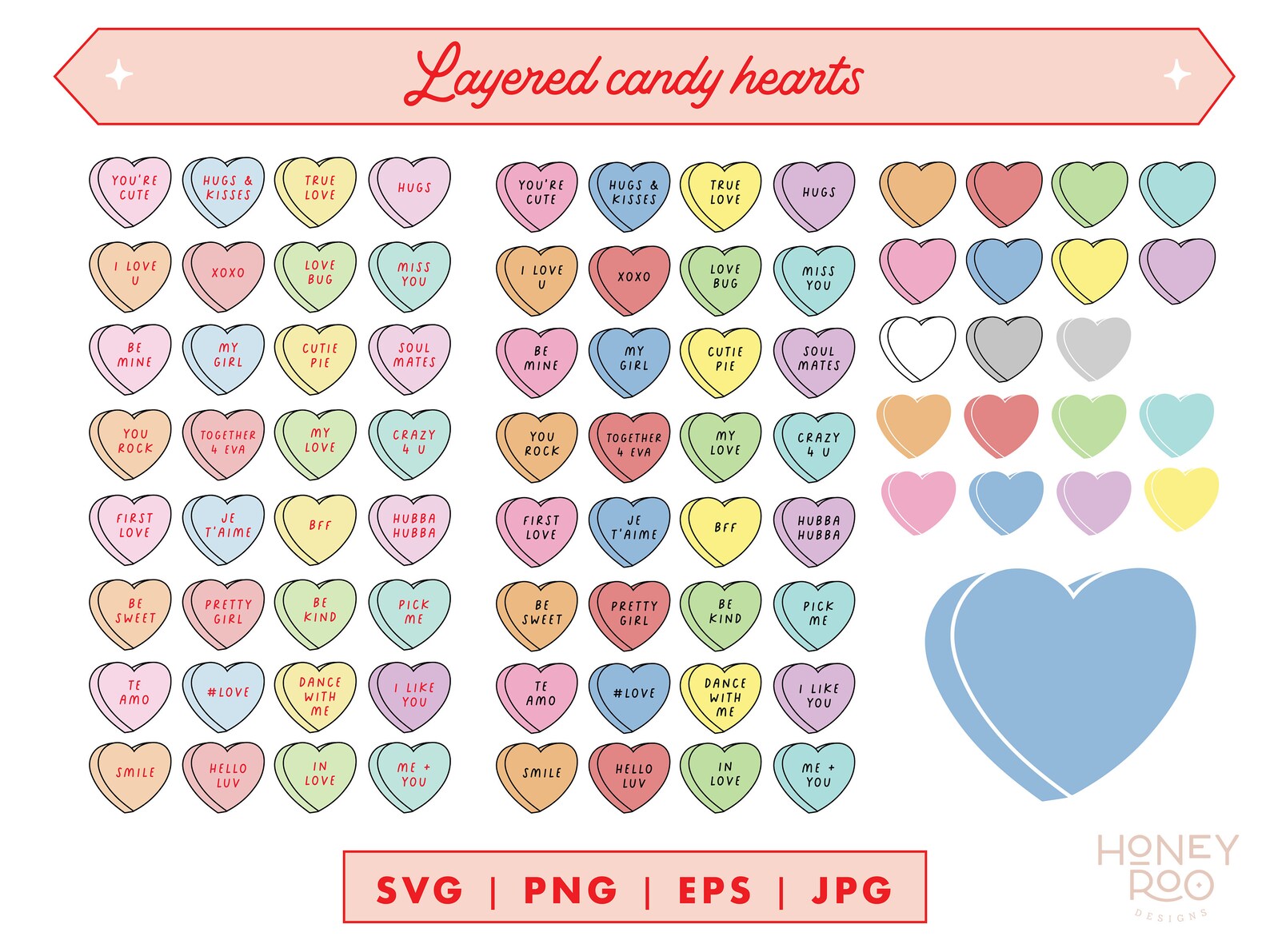 Candy Hearts Svg Conversation Hearts Svg Bundle Layered | Etsy