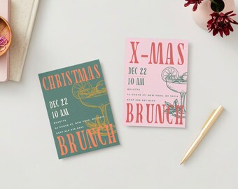 Christmas Brunch 5x7 Invitation Template | 5x7 Holiday Canva template Invite | Christmas Brunch Digital Invite | Christmas email invitation
